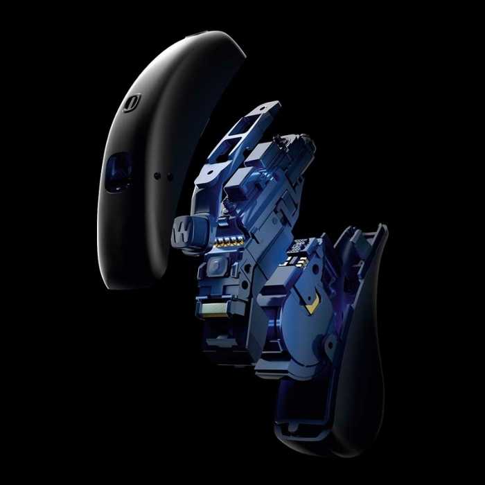Exploded view of Widex Moment hearing aid