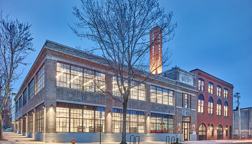 A photo of an historic industrial building.