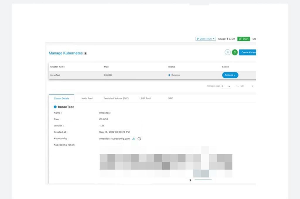 E2E Cloud, Myaccount Portal, Manage Kubernetes Dashboard