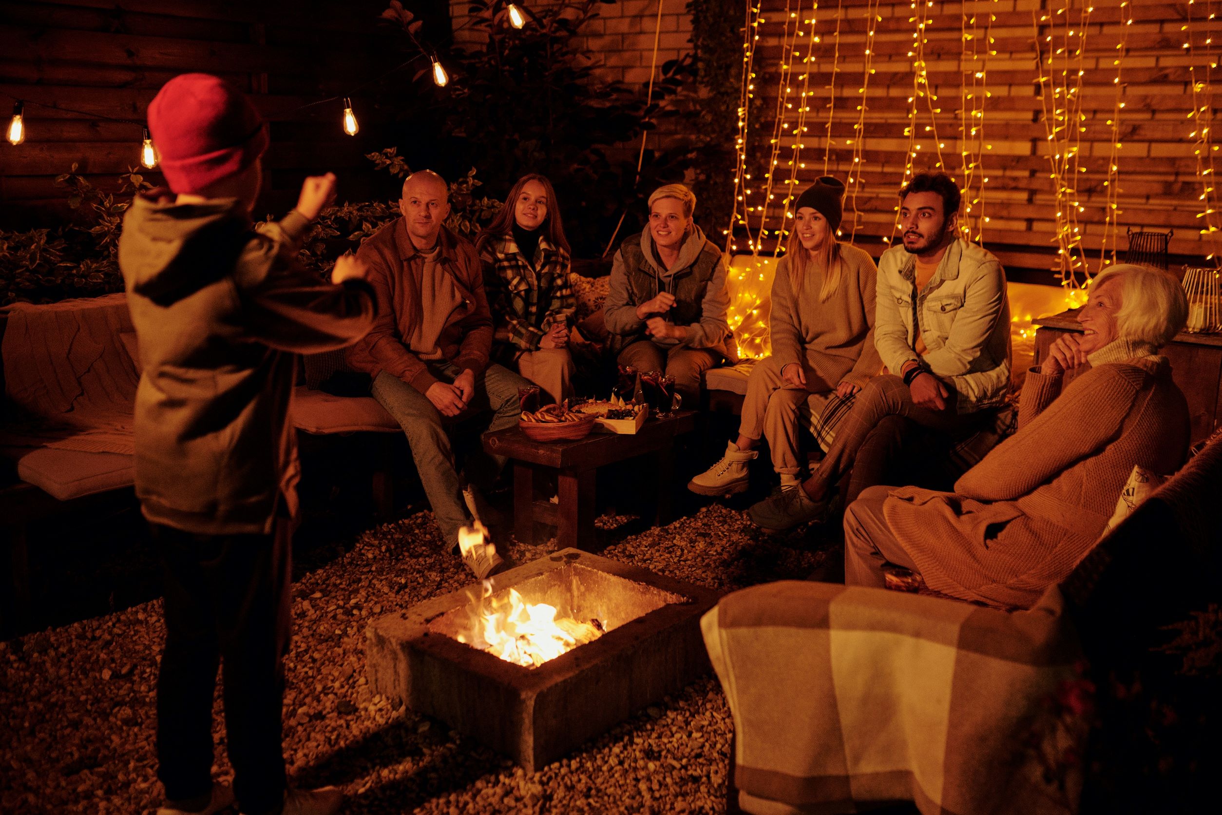 Group around campfire