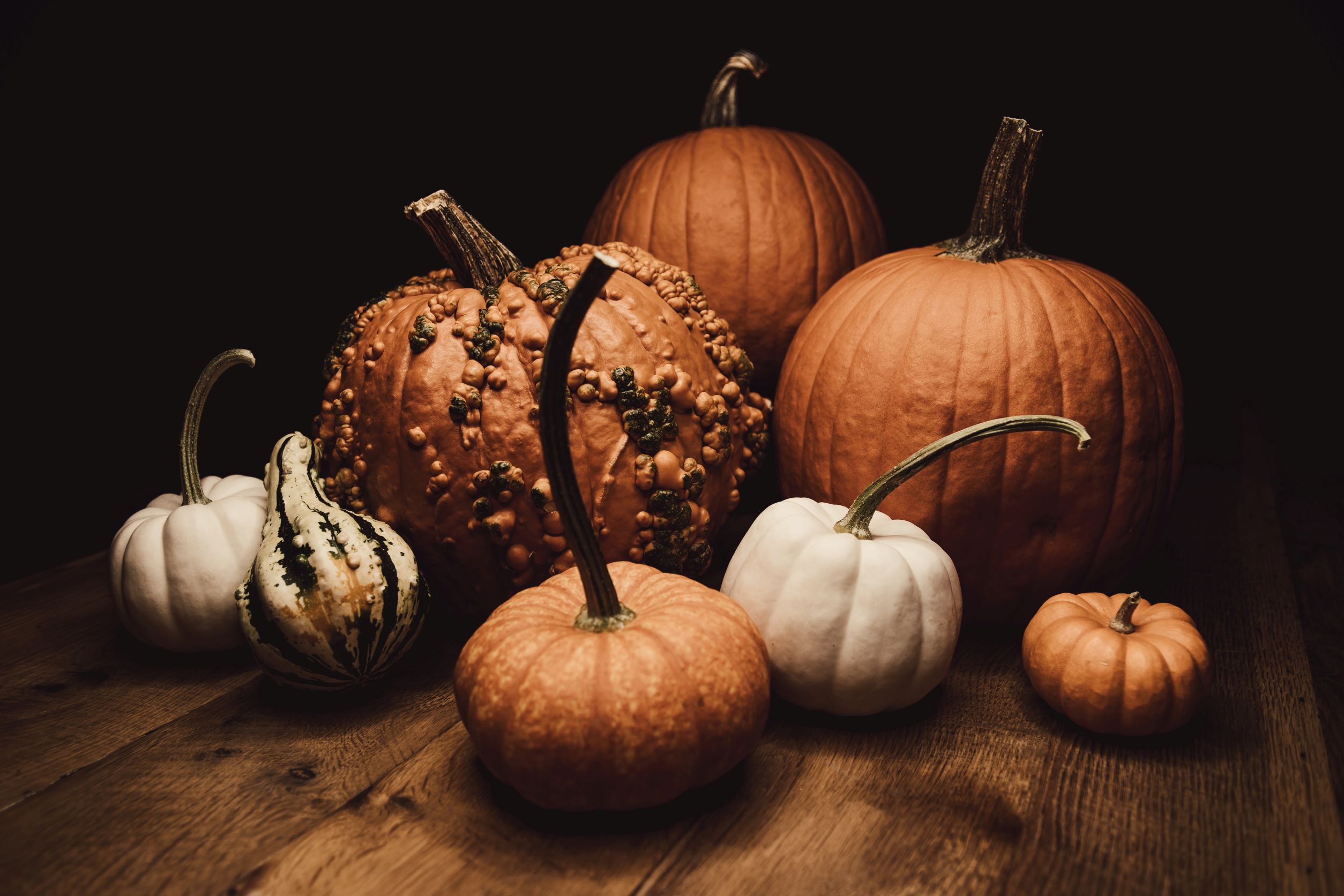 Pumpkins on a table