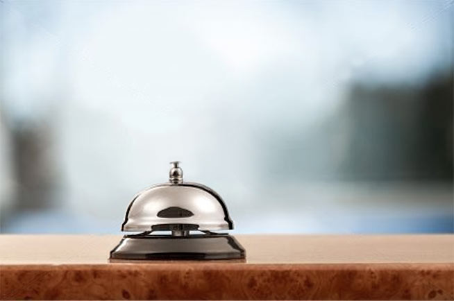 A desk customer service bell