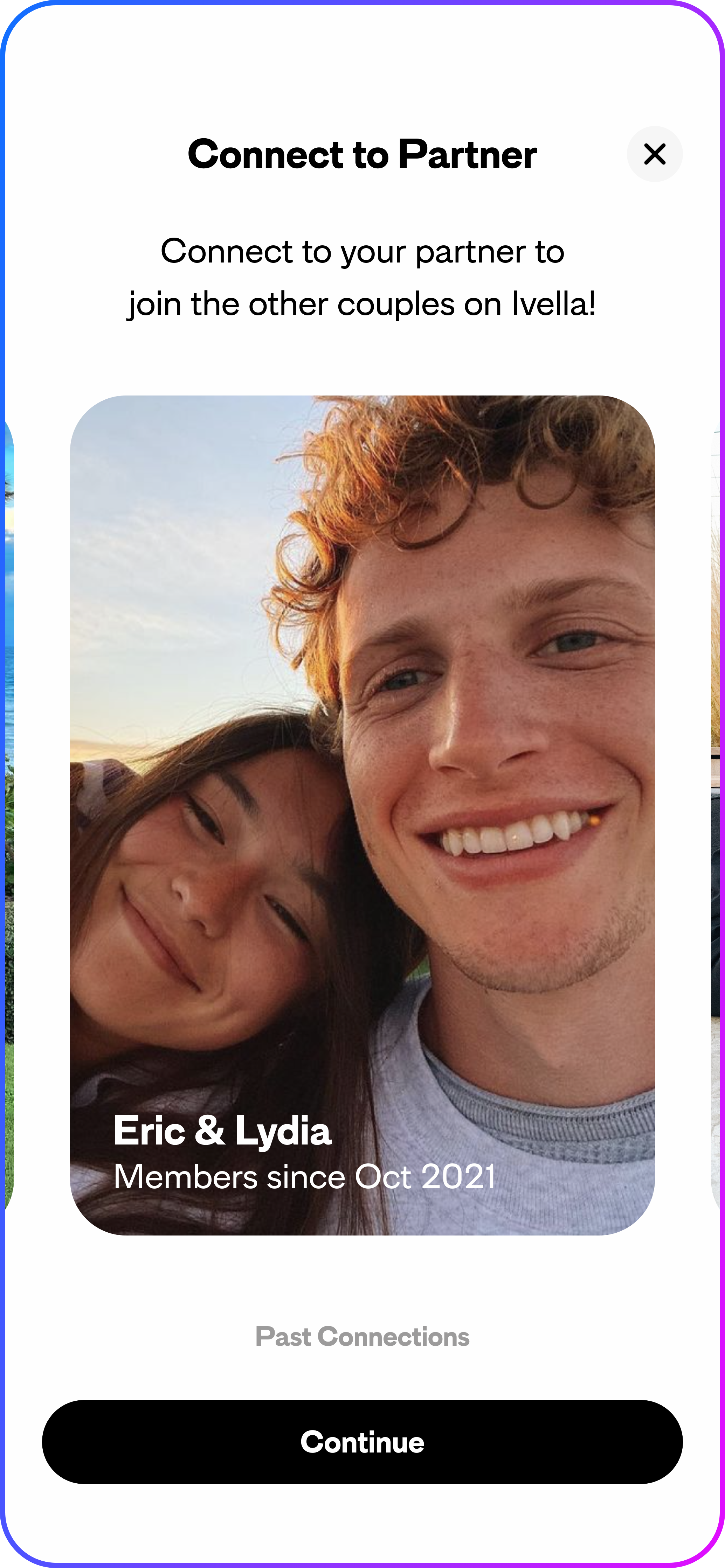 A light mode screenshot of the connect to partner screen.
