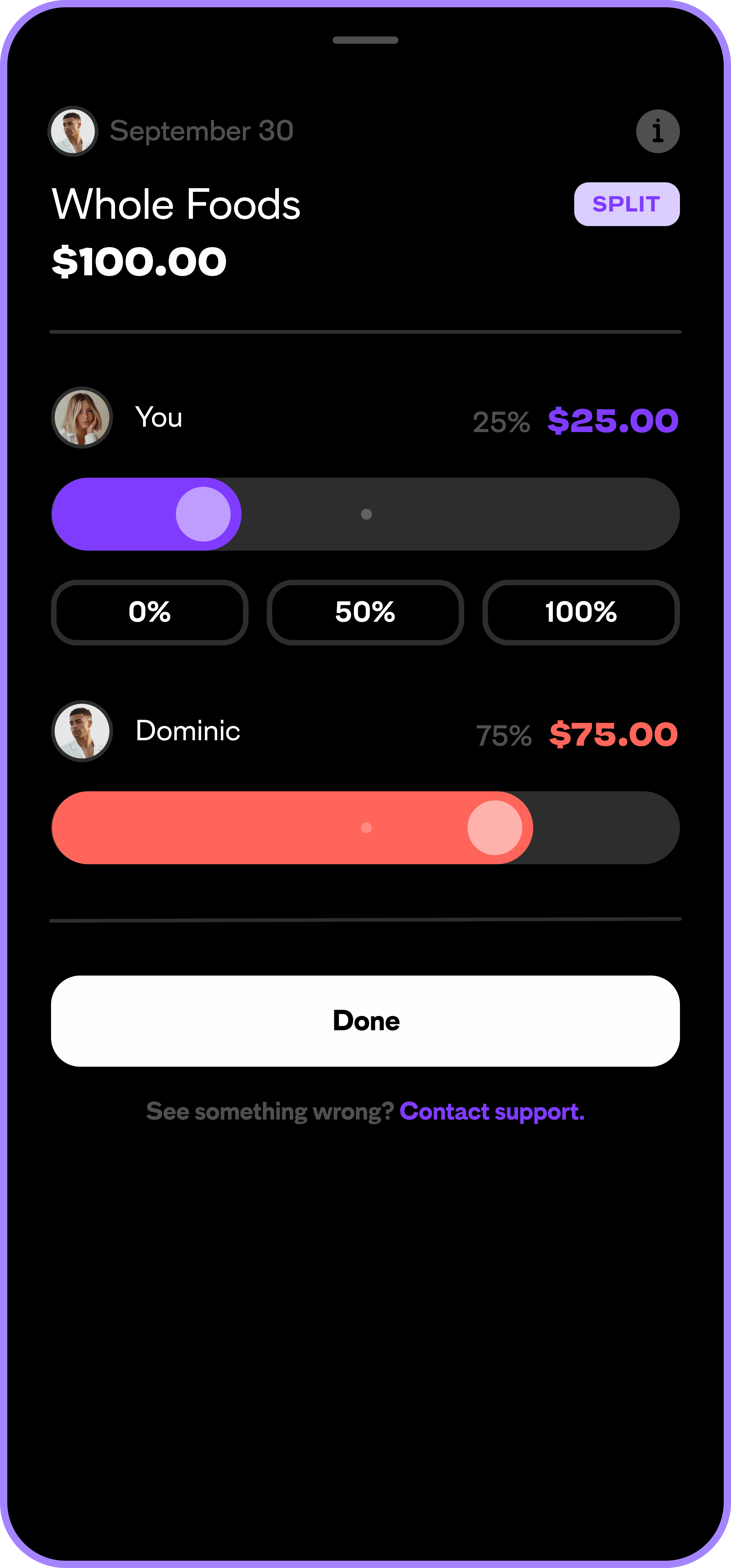 A dark mode screenshot of the modify screen.