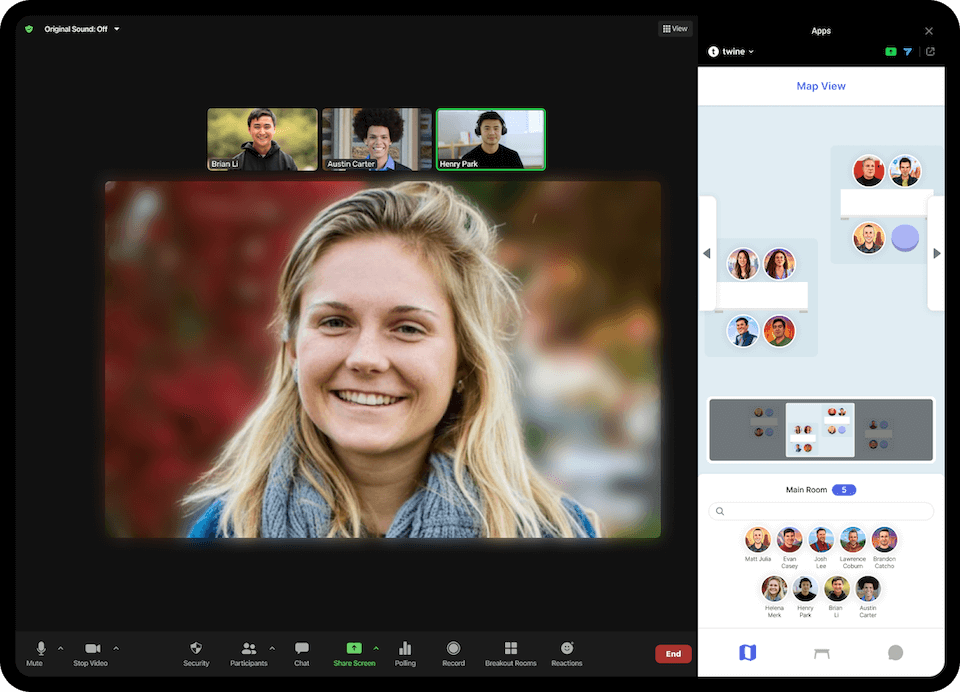 Advanced Breakout Rooms, Speed Networking for Zoom twine