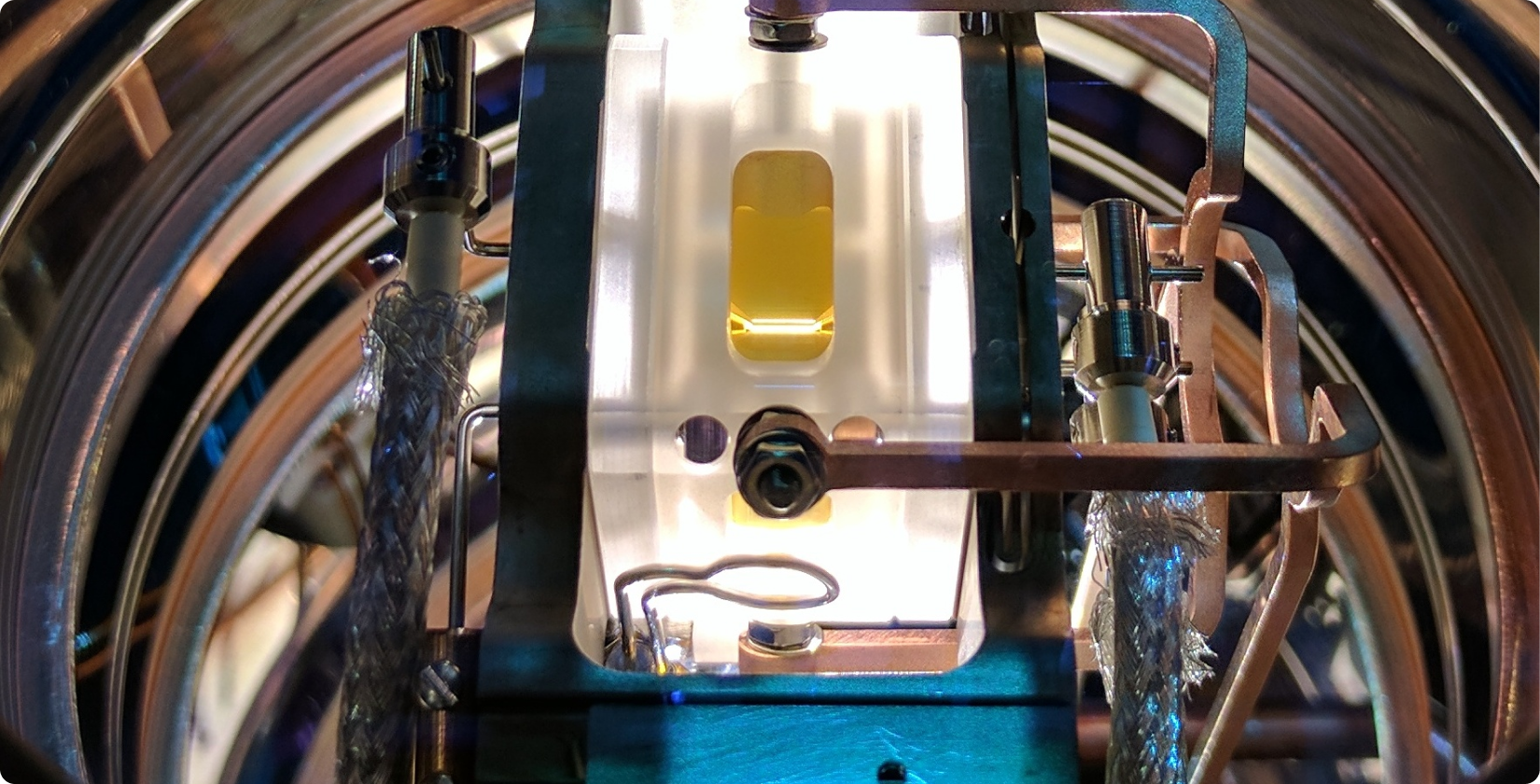An ion-trap used for quantum computing research in the Quantum Control Laboratory at the University of Sydney. <br>Image by Michael Biercuk.