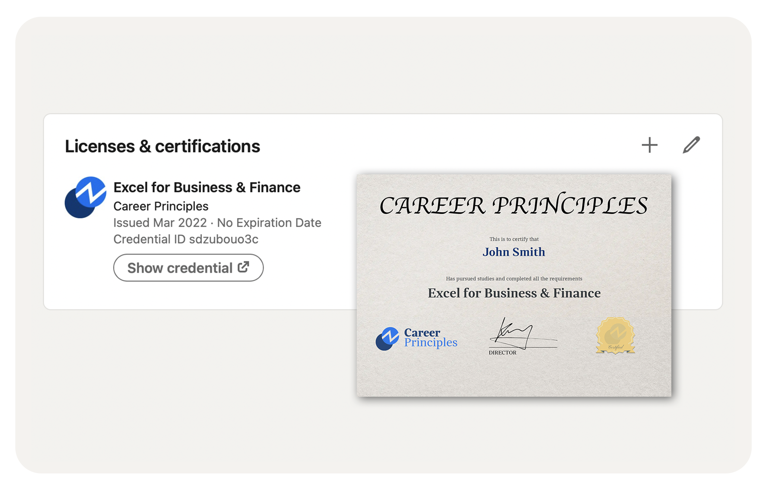 career principle certificate