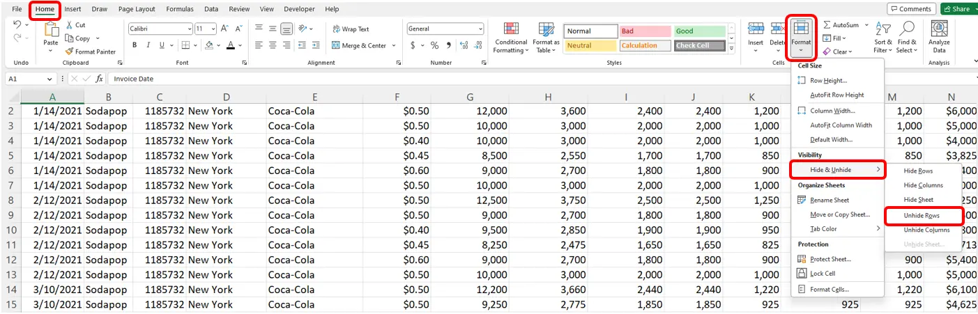 Unhide Columns and Rows in Excel (With Examples)