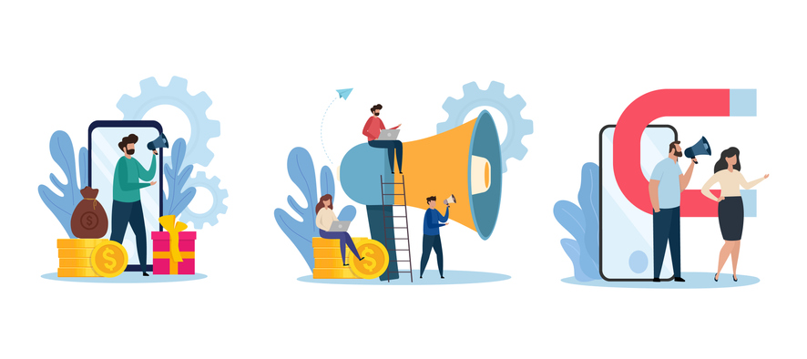 Colorful image of illustrated people representing referrals.