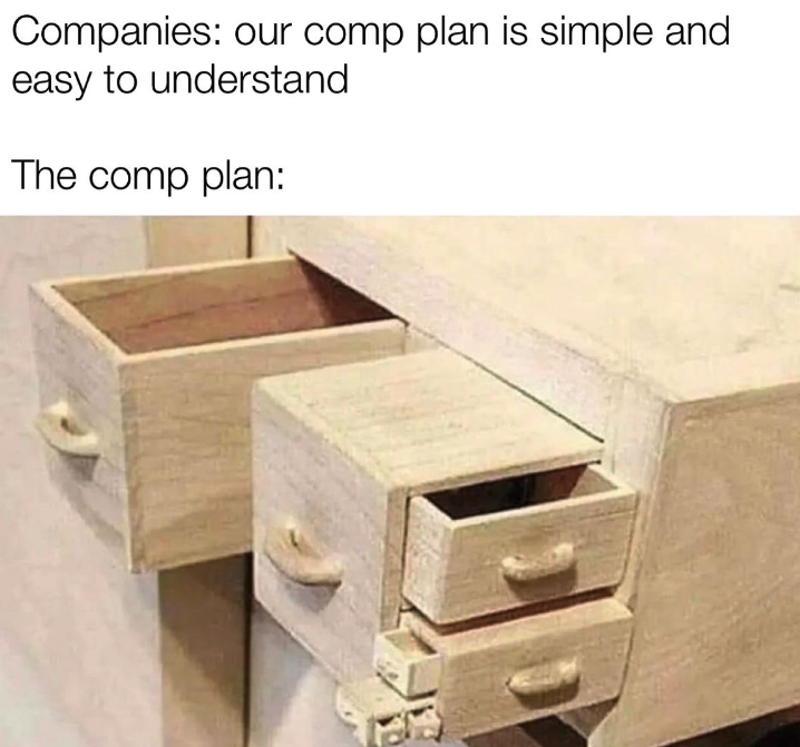 A meme about deciphering the comp plan