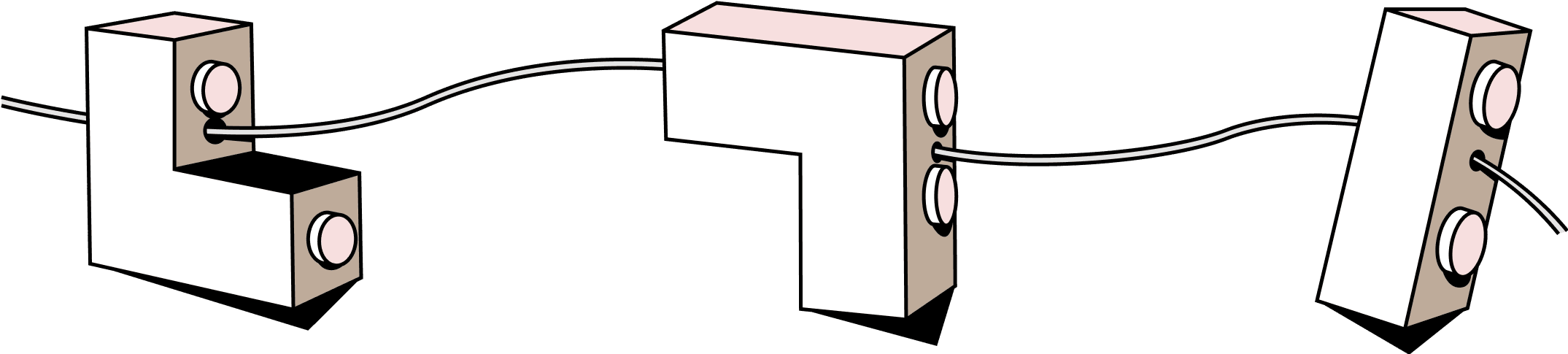 Illustration de 3 briques reliés par un fil