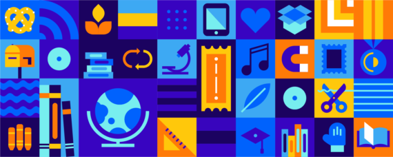 colored tapestry of classroom inspired icons