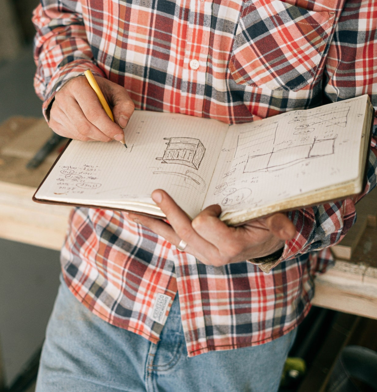 Man writing in book