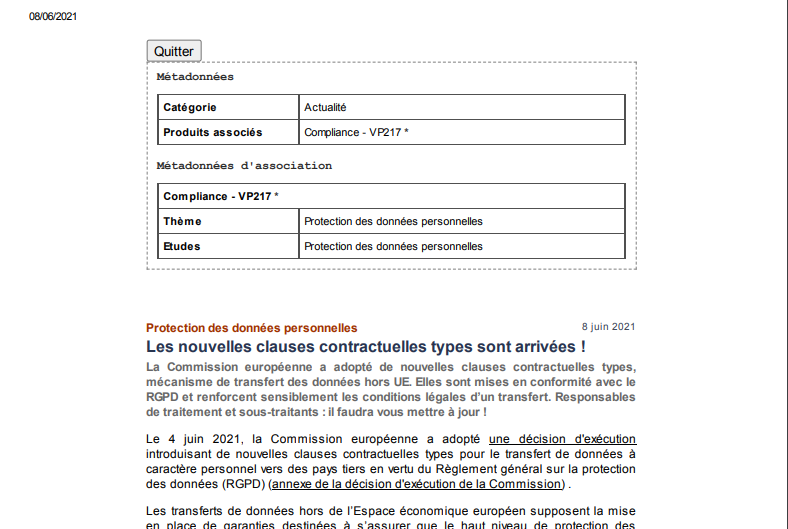 Les nouvelles clauses contractuelles types sont arrivées ! - Editions