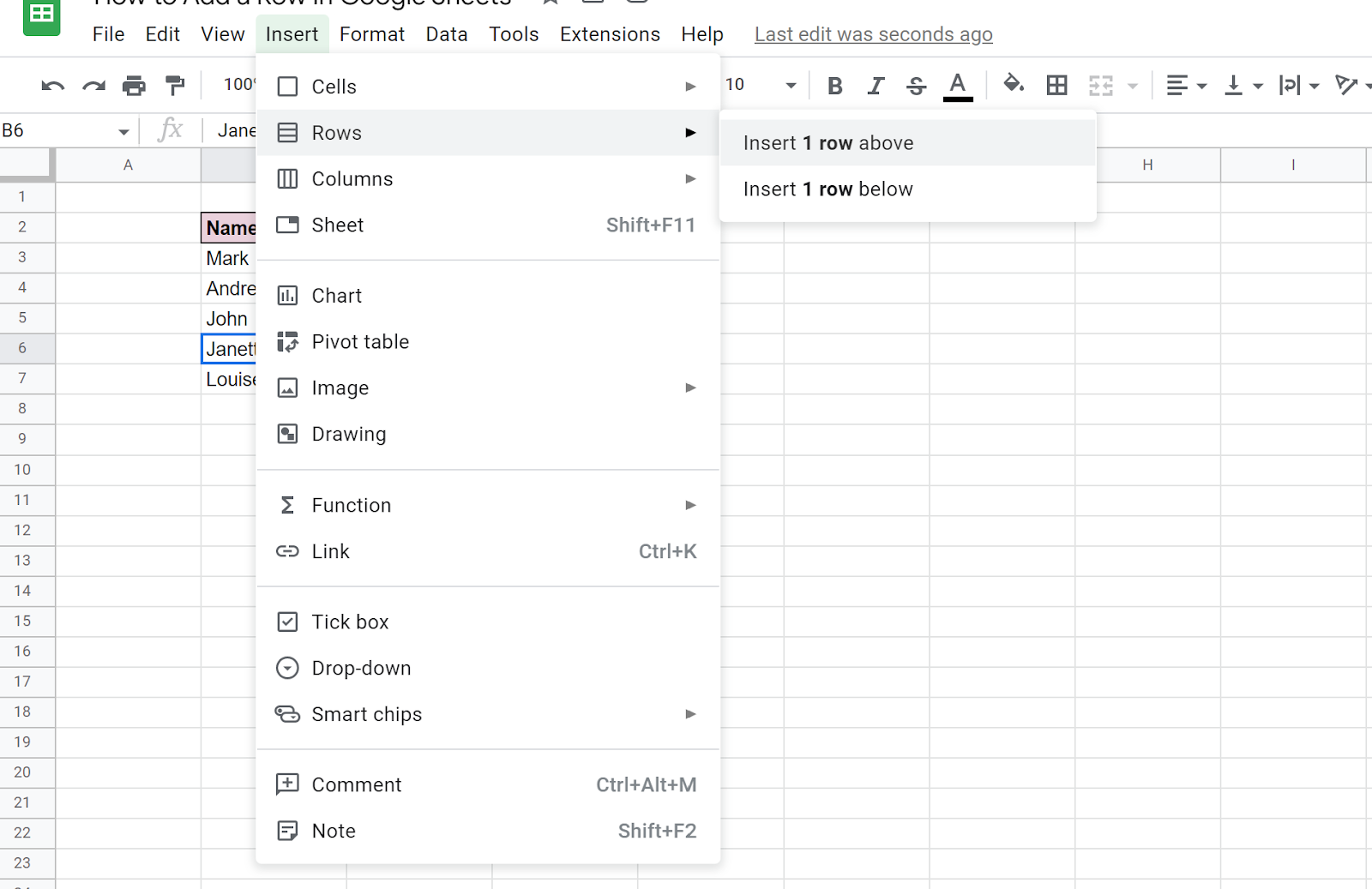 How To Add A Row In Google Sheets The Easy Way How To Add A Row In Google Sheets The Easy Way