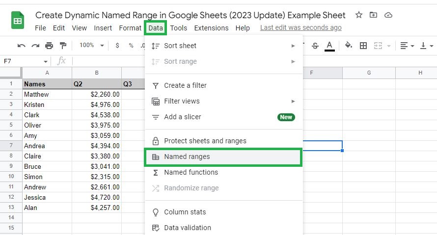 Create Dynamic Named Range In Google Sheets 2023 Update 