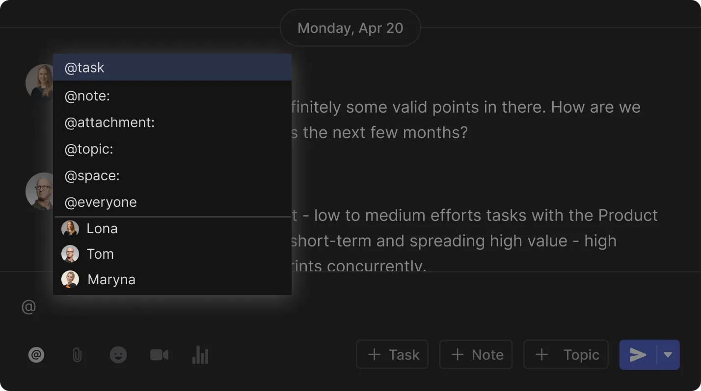 Rock task management multiple task views: list, board and calendar