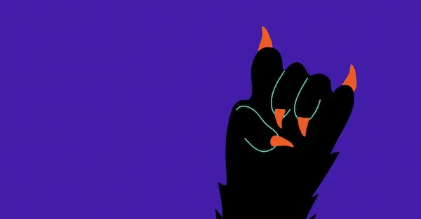 une main de lion qui fait cool sur fond violet