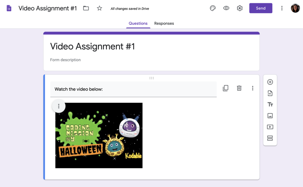 Example of how to assign video lessons like Kodable using Google Form.