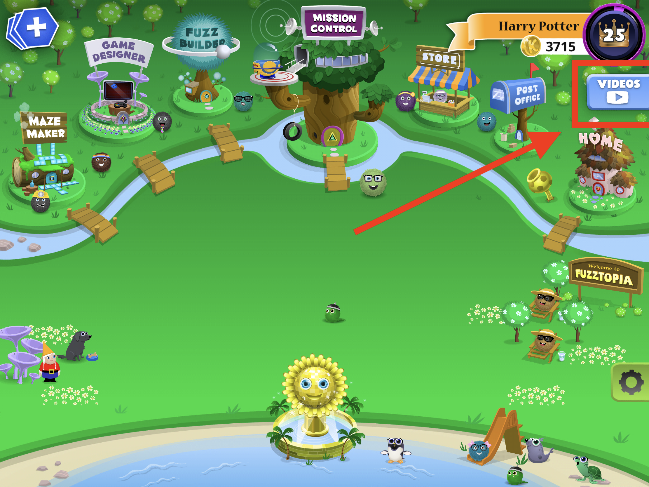 students can see their assigned videos from inside the game, just click or tap on the videos tab.