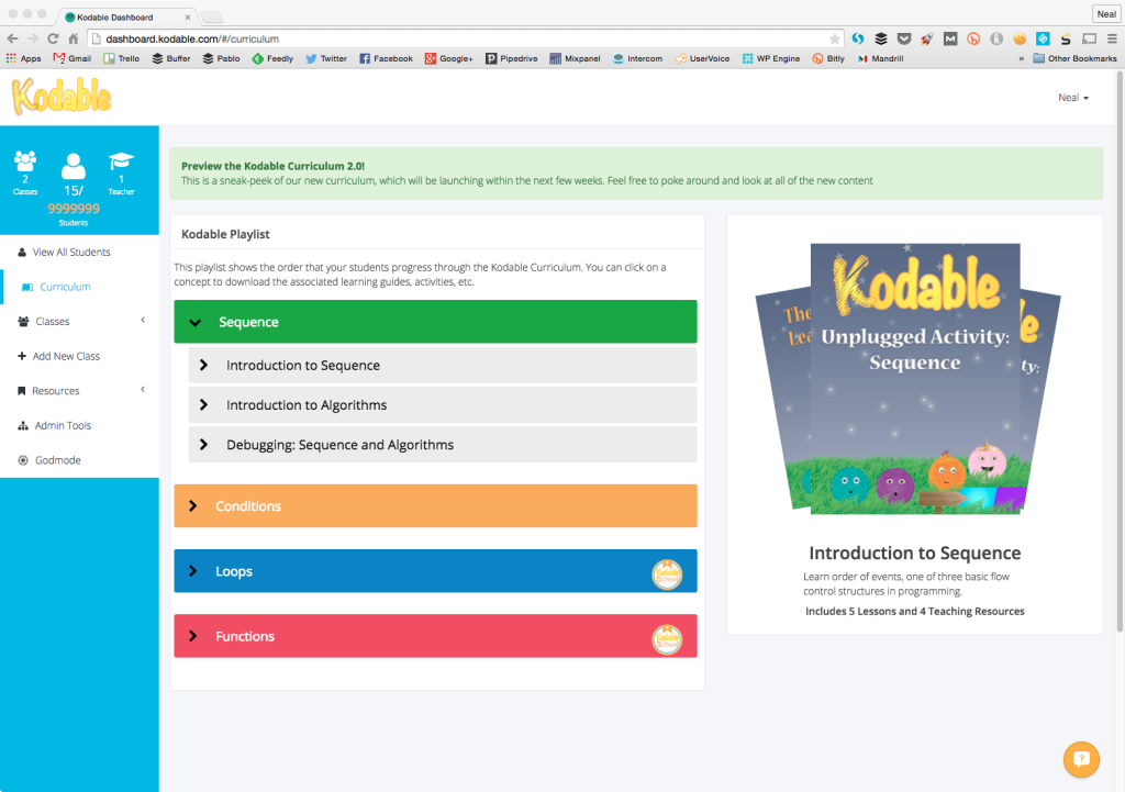Kodable Programming Curriculum Dashboard