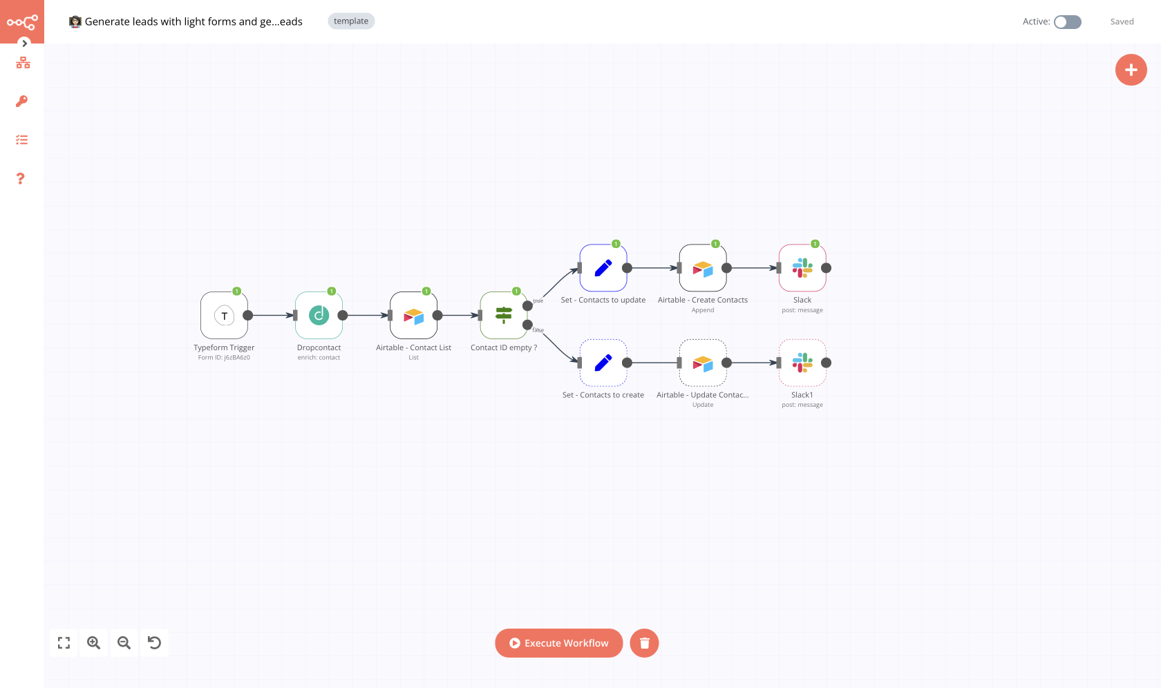 n8n: Typeform x Dropcontact x Airtable x Slack