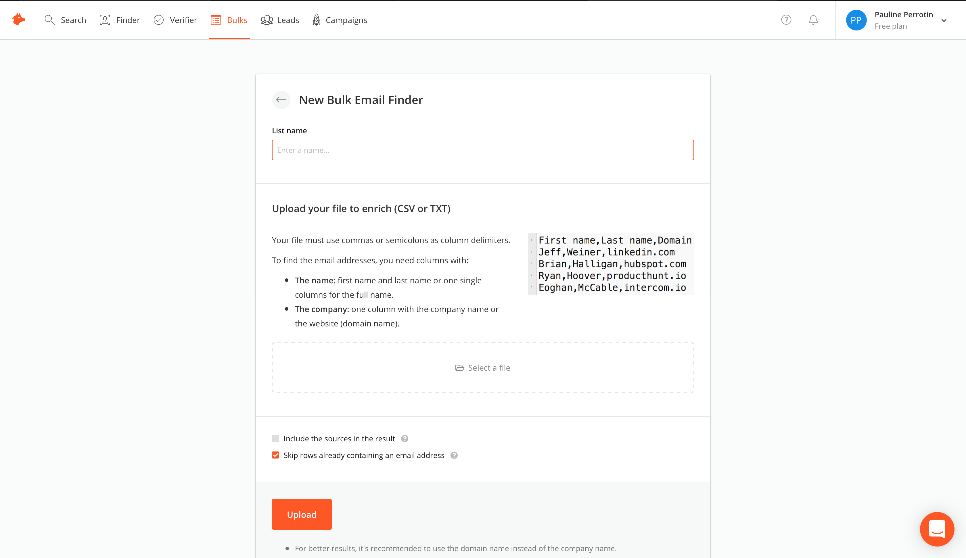 Top best Email Finder and B2B enrichment tool: Hunter.io