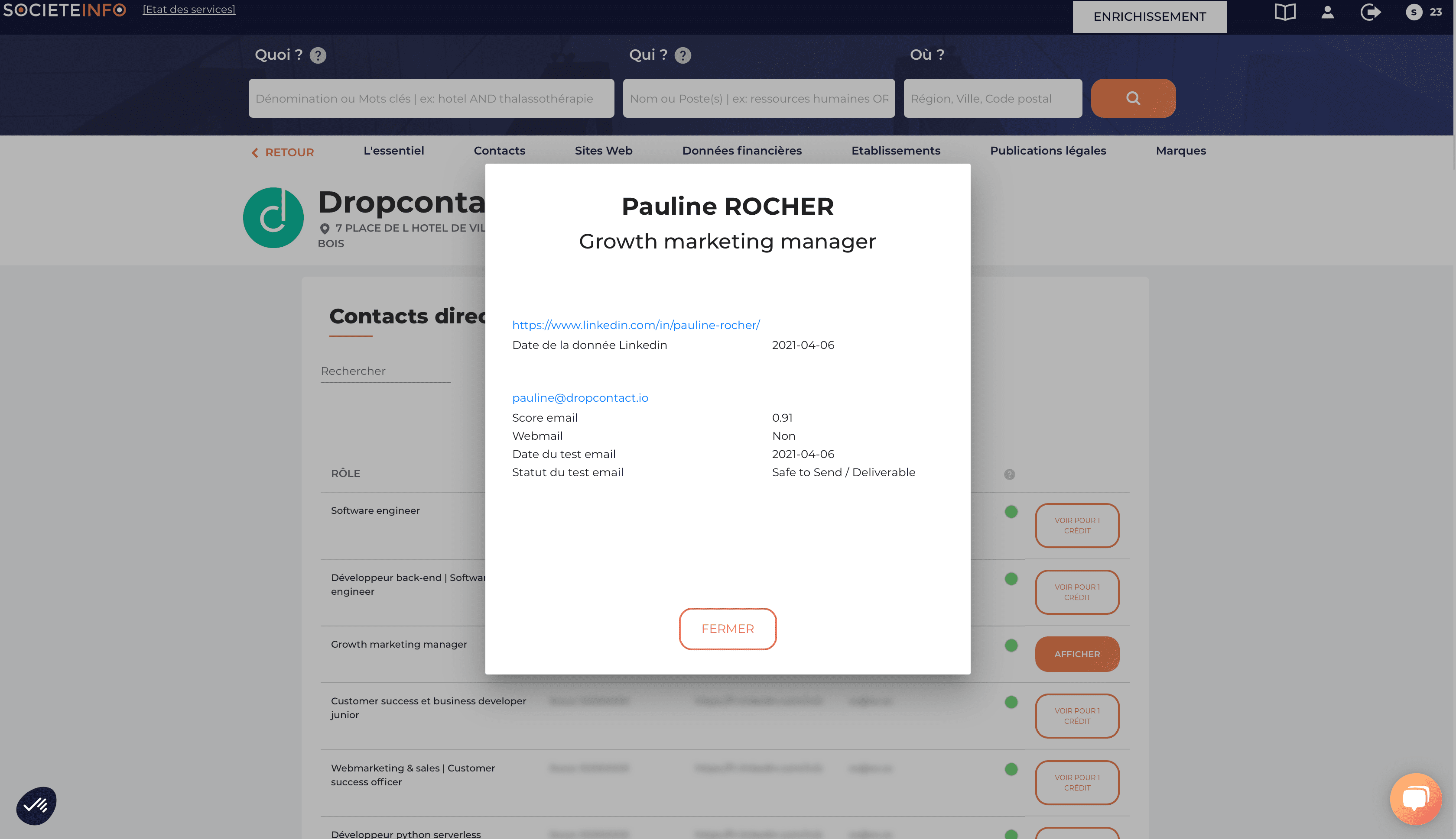 Top best Email Finder and B2B enrichment tool: SocieteInfo