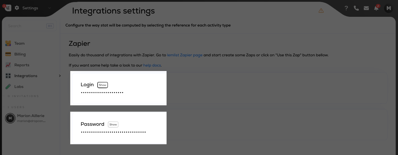 Connect Lemlist to Zapier
