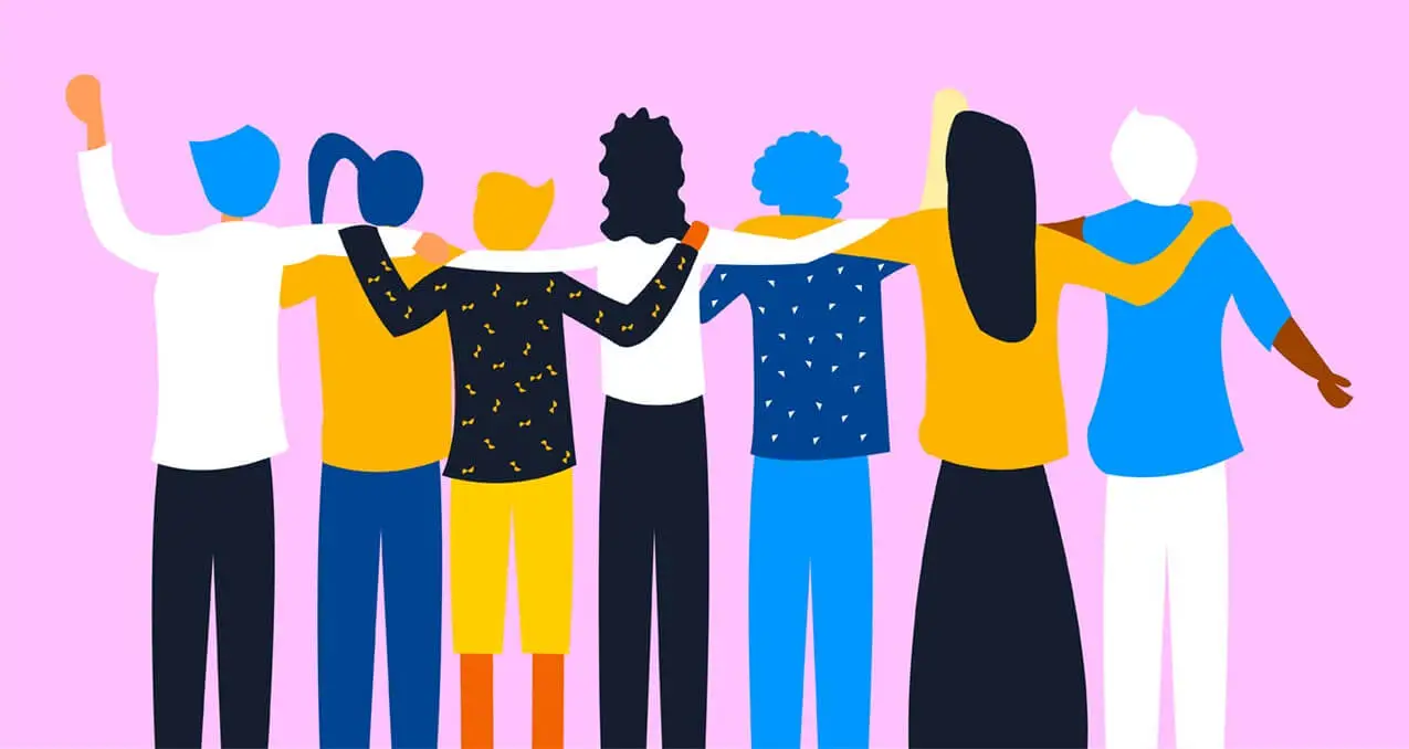 An inclusive group of illustrated people