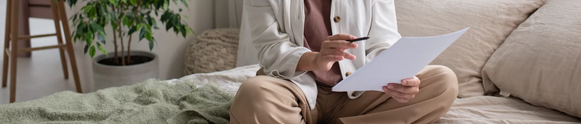 Woman checking hospice journey document