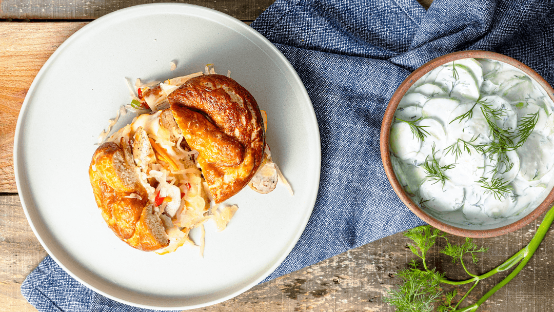 Bratwurst Grilled Cheese with Bubbies Sauerkraut Bubbies