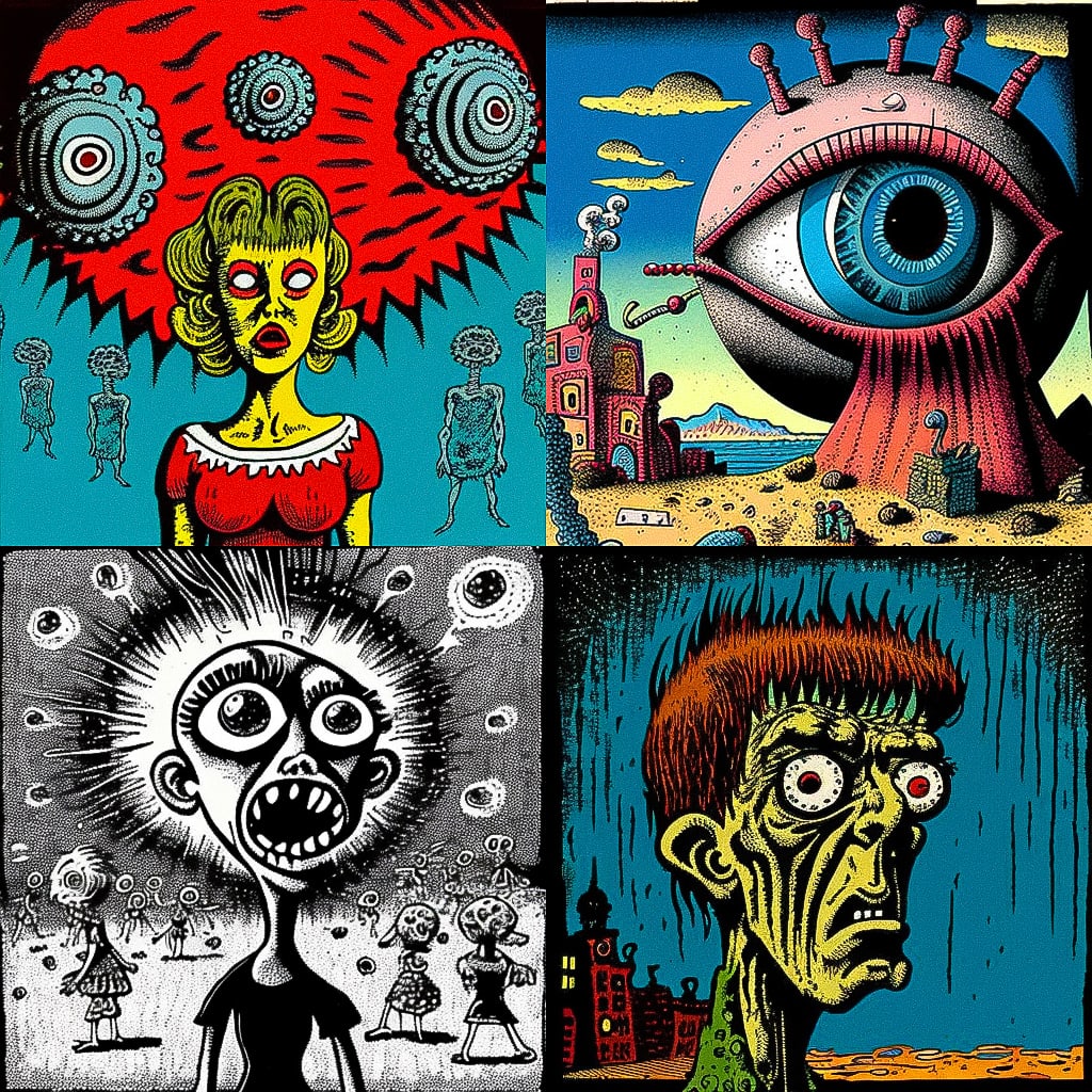 Basil Wolverton Midjourney style Andrei Kovalev's Midlibrary 2.0