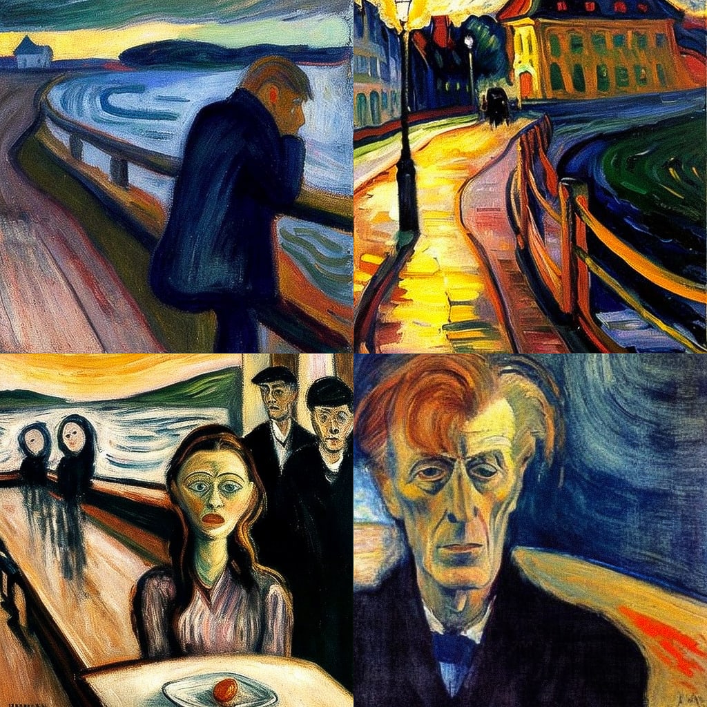 Edvard Munch Midjourney style Andrei Kovalev's Midlibrary 2.0