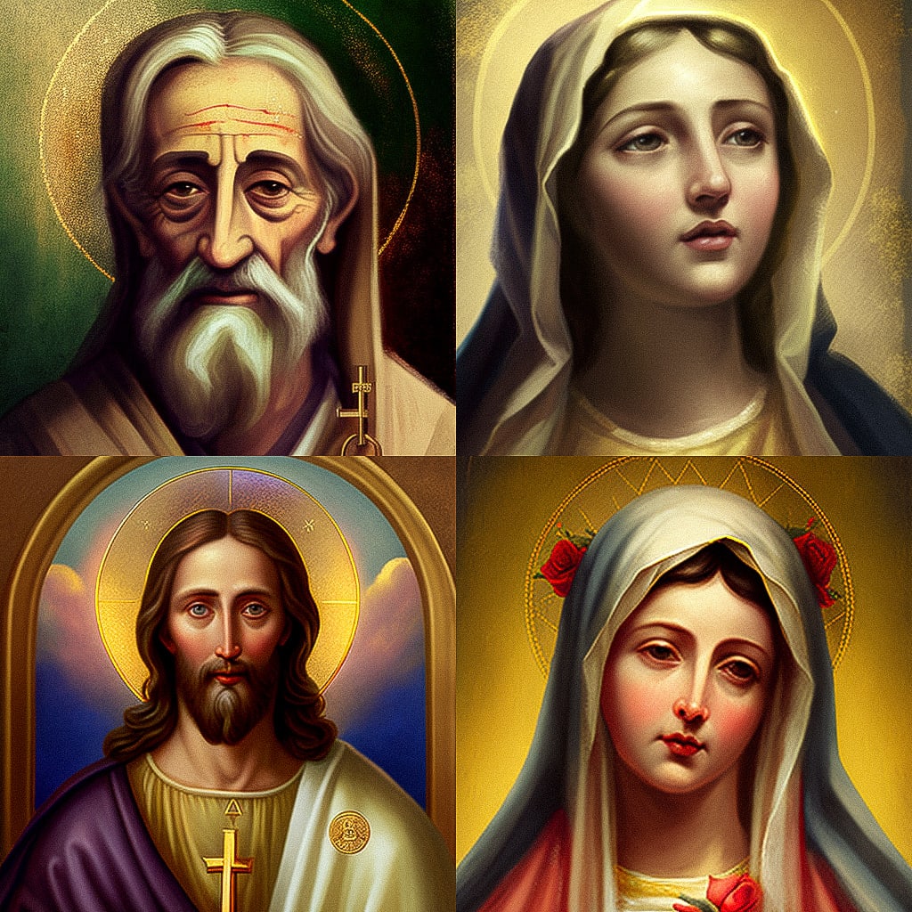 Catholic icon Midjourney style Andrei Kovalev's Midlibrary 2.0