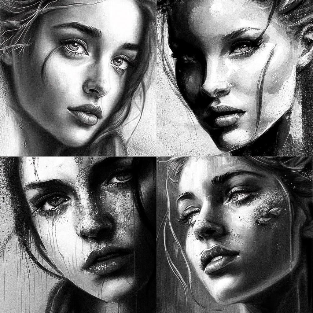 Dry brush drawing Midjourney style Andrei Kovalev's Midlibrary 2.0