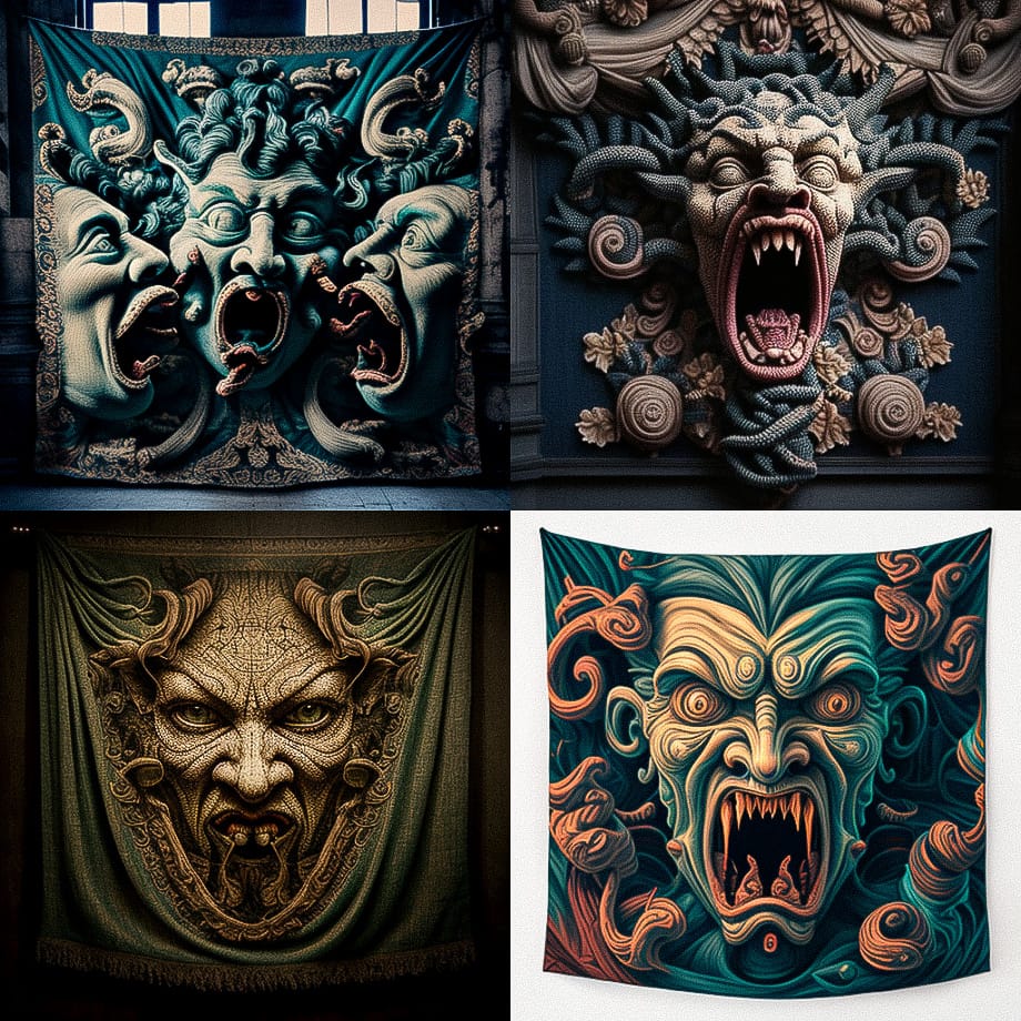 Grotesque tapestry Midjourney style | Andrei Kovalev's Midlibrary 2.0