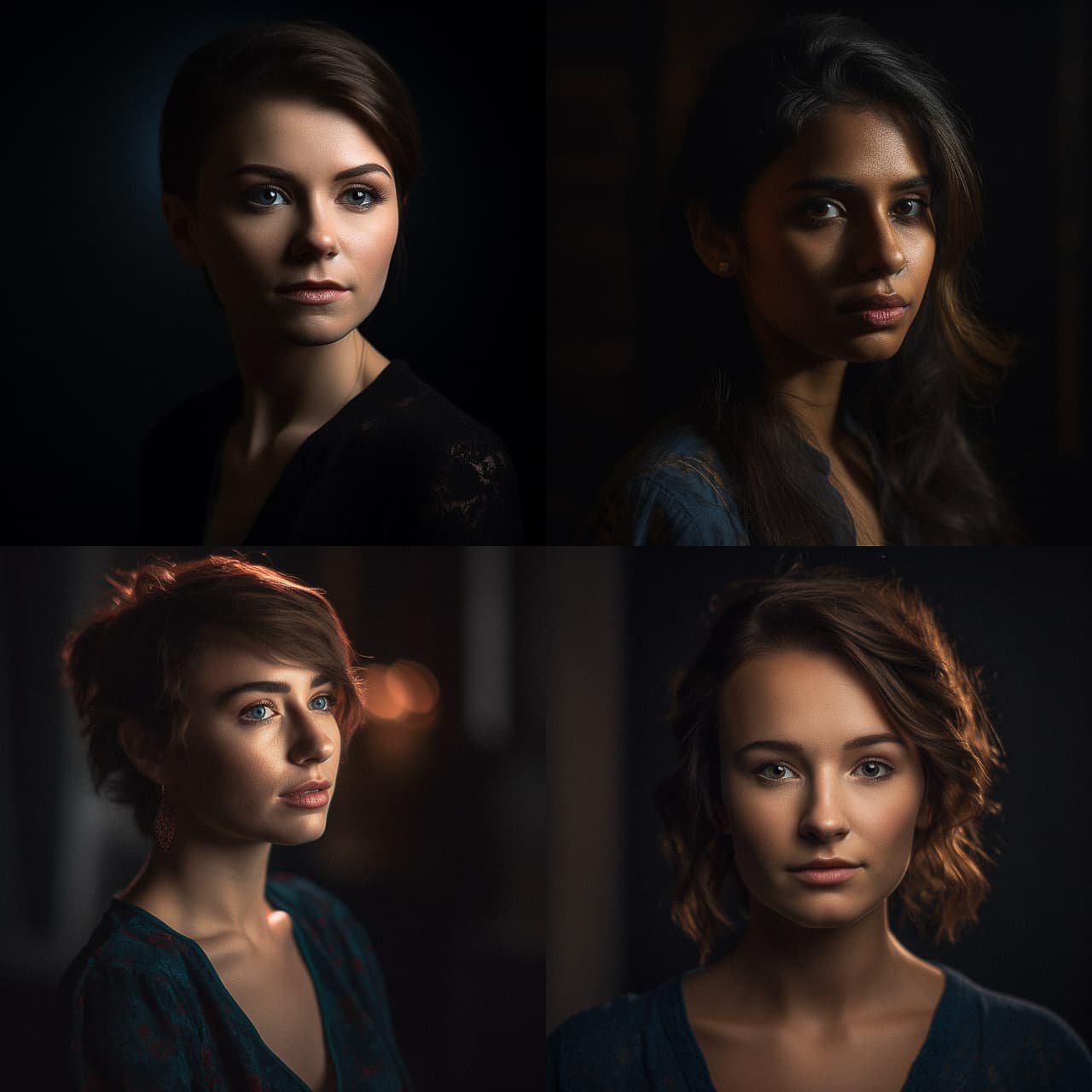 Portrait shot with top lighting Midjourney style Andrei Kovalev's