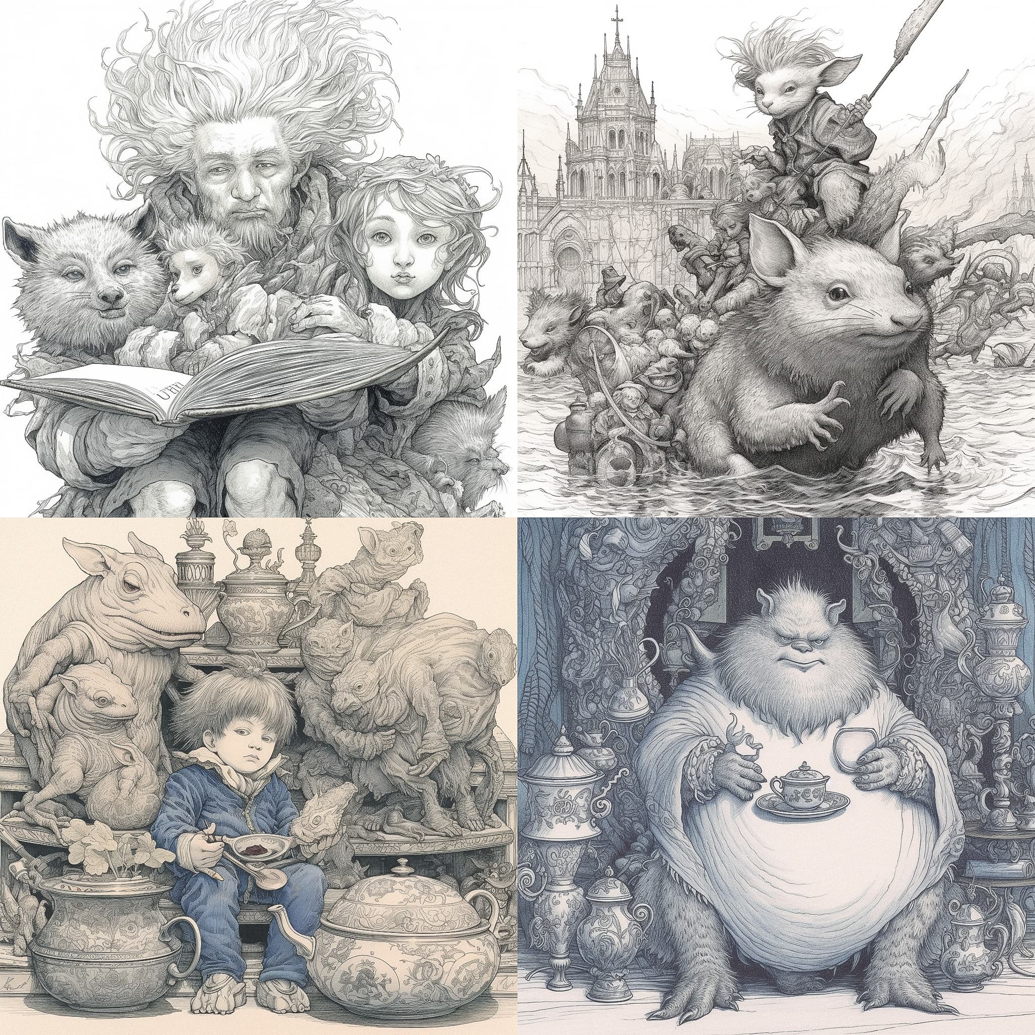 Chris Riddell Midjourney style | Andrei Kovalev's Midlibrary 2.0