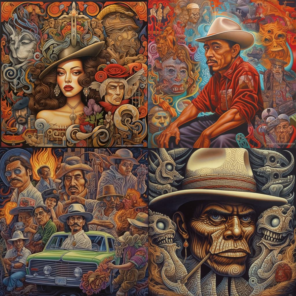 Chicano art Midjourney style Andrei Kovalev's Midlibrary 2.0