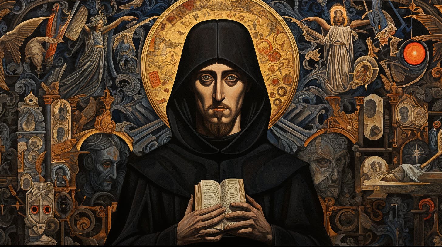 Catholic icon Midjourney style Andrei Kovalev's Midlibrary