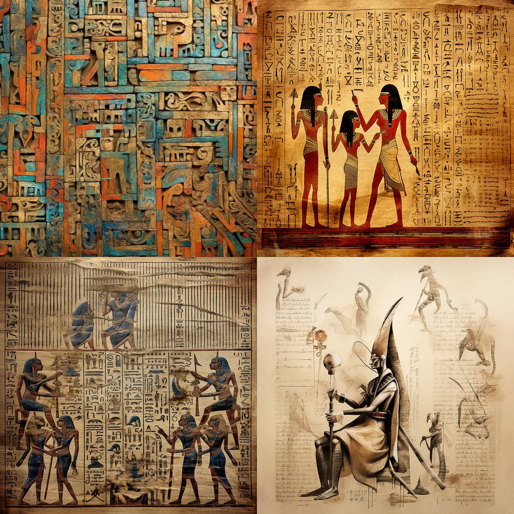 Hieratic script midjourney style andrei kovalev s midlibrary 2 0