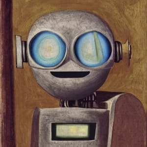 Image generated by Stable Diffusion. Prompt: a curious robot looking at us, in the renaissance style.