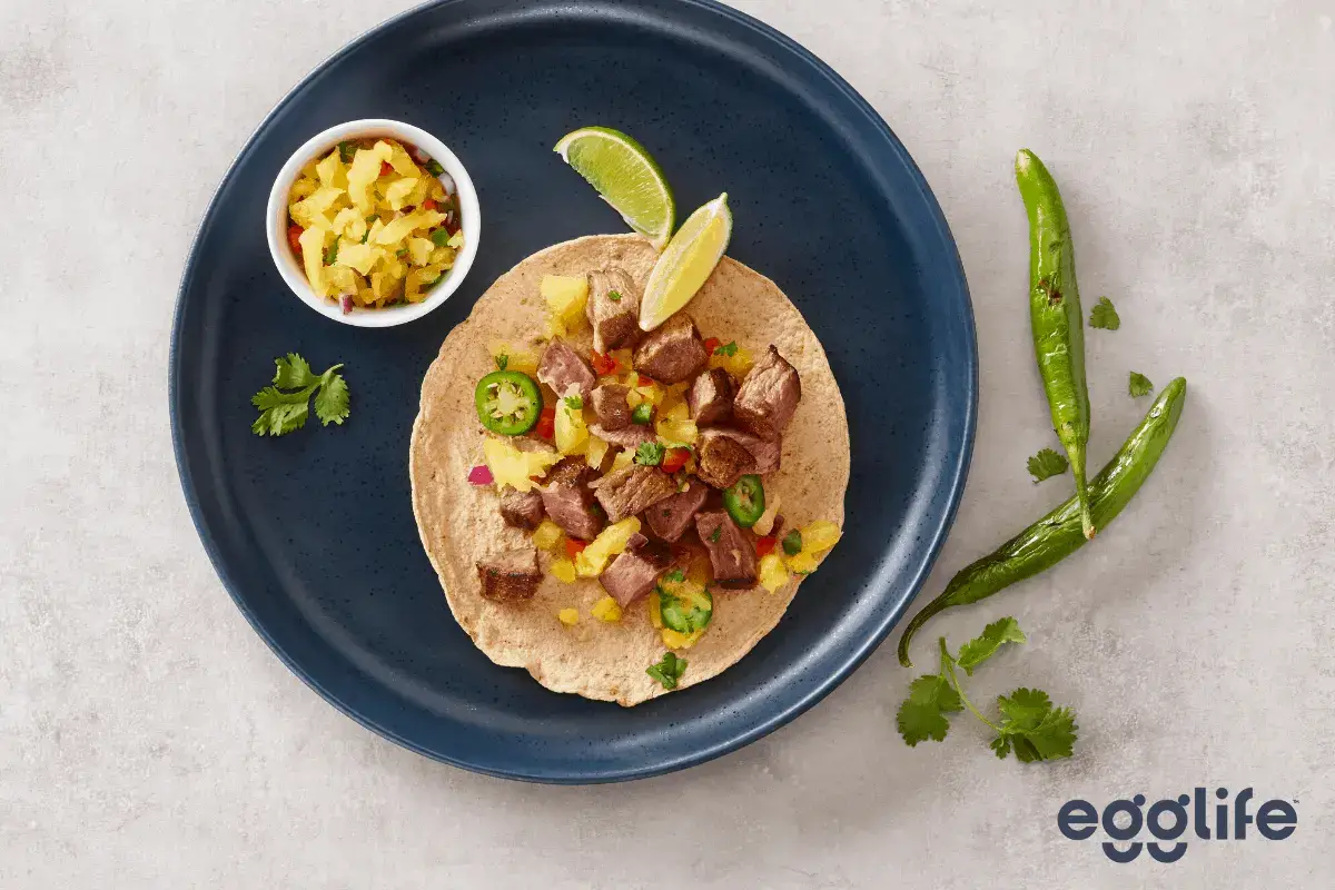 steak tacos with pineapple salsa