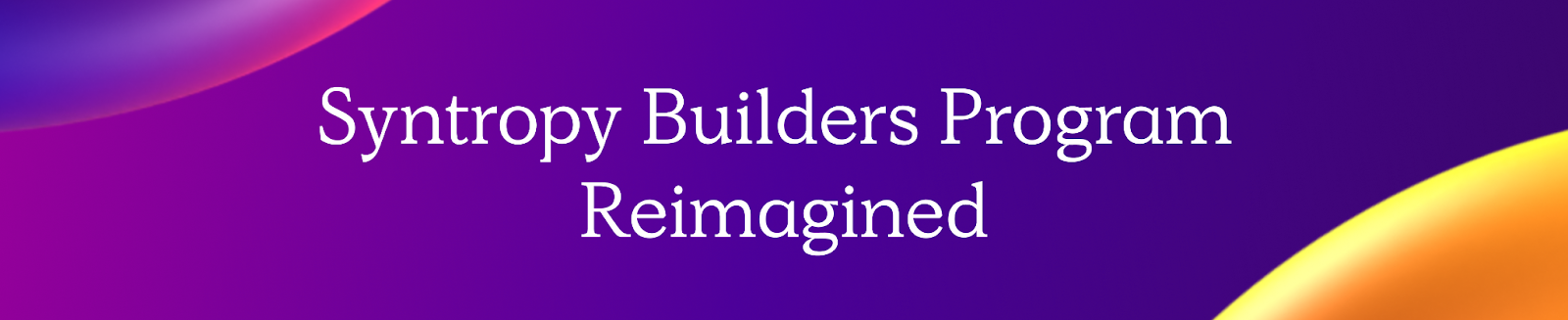 Syntropy Builders Program Reimagined