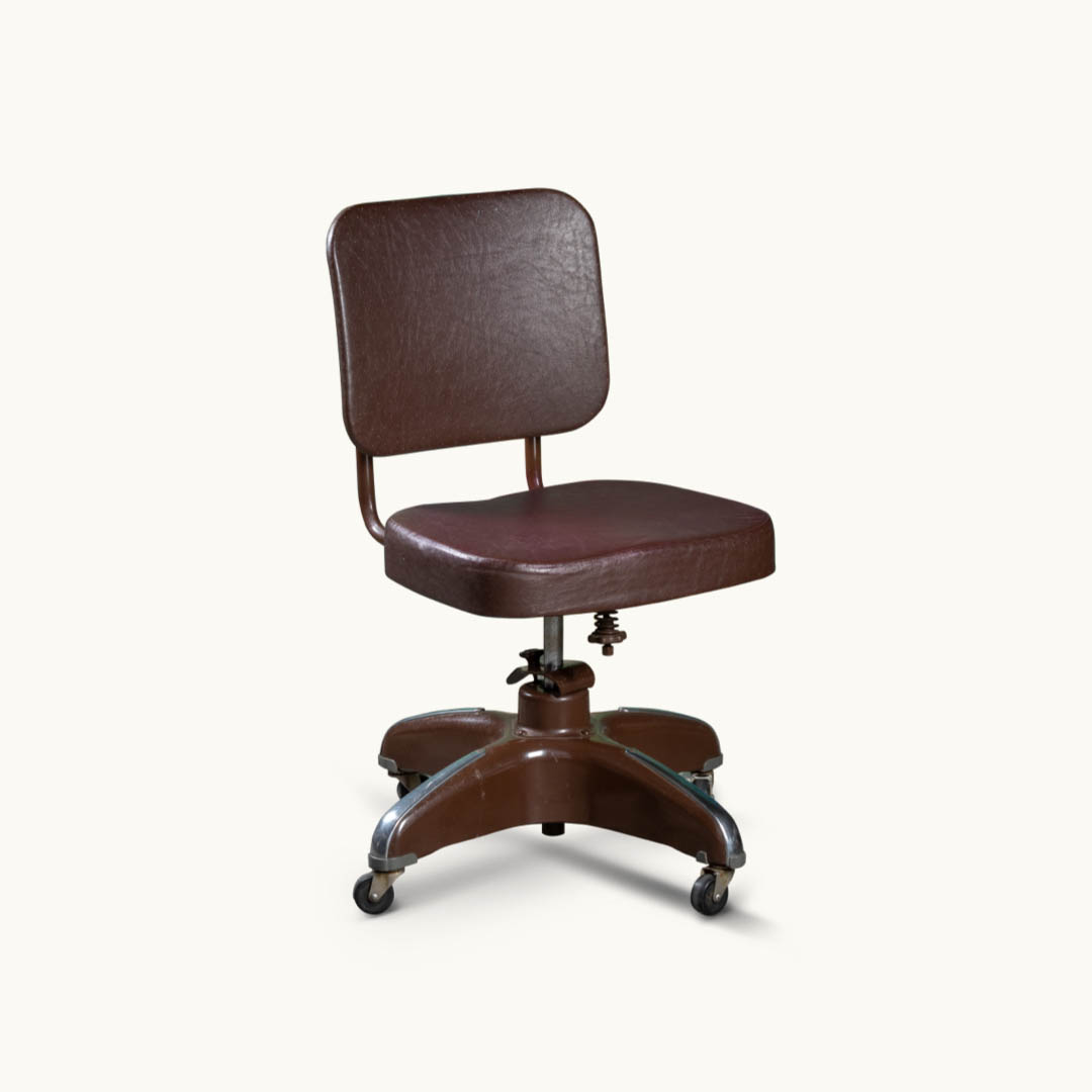 Metal and Leather MidCentury Office Chair, Hamilton Cosco HasModern