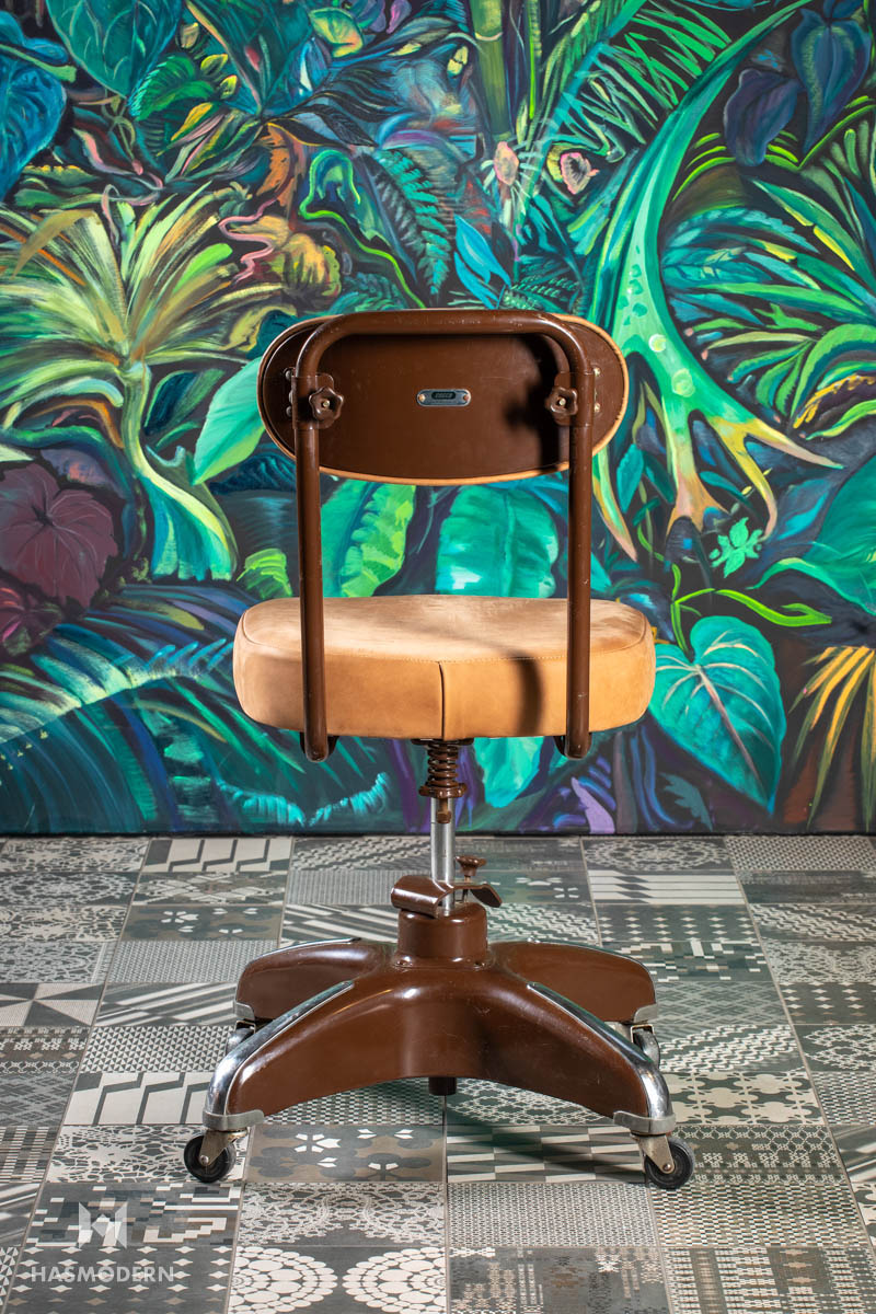 Metal and Leather MidCentury Office Chair, Cosco HasModern