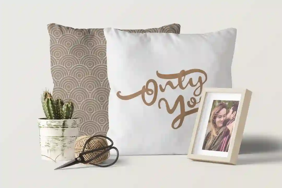 Pillow Mockup With A Photo Frame — Mockup Zone