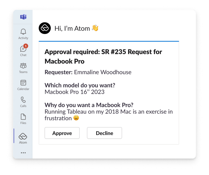 Atomicwork workflows automate repeatable actions