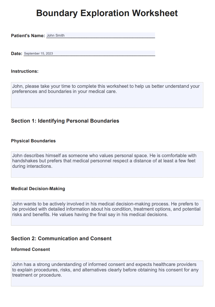 Boundary Exploration Worksheet & Example | Free PDF Download